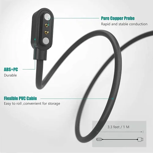 Miniatura 3 de Compatible con el cargador de reloj inteligente BOCLOUD, cable de carga USB magnético Lamshaw compatible con BOCLOUD Smart Watch de 1.45 Negro