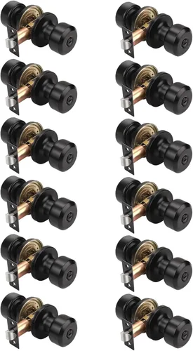 Miniatura 88 de KNOBWELL Paquete de 4 pomos de puerta cuadrados modernos para paso, pomos de puerta interiores, manija de puerta de pasillo y armario, color negro