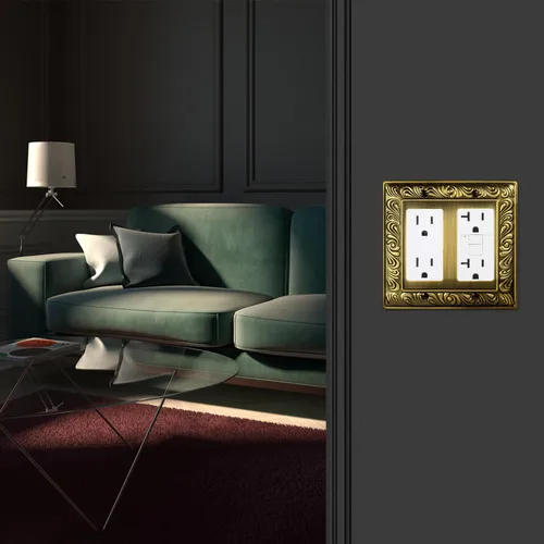 Miniatura 5 de Placa Decorativa de Pared de Latón Antiguo Cubierta de Interruptor de Luz Cubiertas de Enchufe Decorativo Placas de Interruptor Basculante