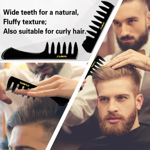 Miniatura 6 de Peines de peinado para el cabello, peine de textura de dientes anchos para hombres, regalo de Navidad para hombres, juego de peine de cepillo