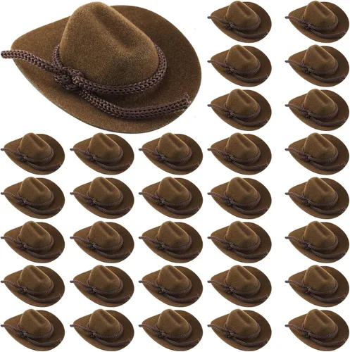 Miniatura 10 de Hercicy 36 sombreros de vaquero para manualidades, recuerdos de boda, decoración de fieltro en miniatura, sombrero de fiesta occidental, decoración