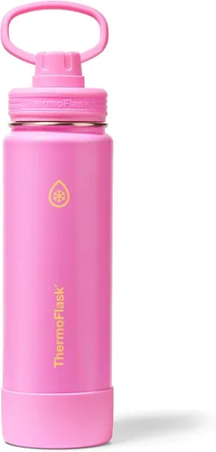 Miniatura 31 de ThermoFlask Botella de agua aislada con tapa de boquilla, a prueba de fugas, botella de agua de acero inoxidable para bebidas frías y calientes