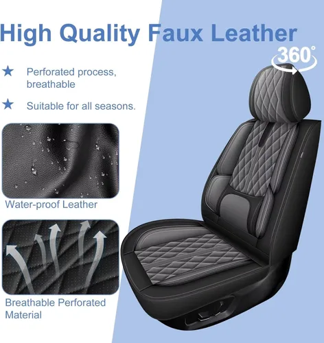 Miniatura 5 de YORKNEIC Fundas de asiento delantero de automóvil para BMW X1 para 2013-2022: fundas de asiento delantero de automóvil de cuero transpirable