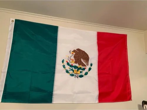 Miniatura 7 de SYII Bandera mexicana de 3 x 5 pies para exteriores, bordadas con 2 ojales de latón y rayas cosidas, poliéster 210D resistente