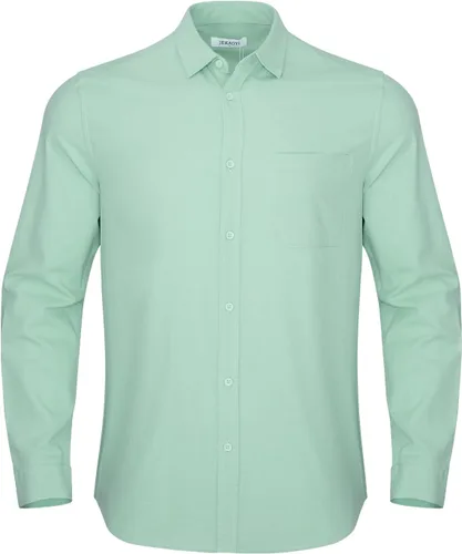 Miniatura 2 de Camisas de lino con botones para hombre, estilo casual, manga larga, ajuste regular, de algodón, con bolsillo