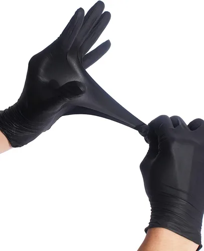 Miniatura 2 de Guantes de nitrilo, sin polvo, negros, extra pequeños, 100 unidades, oscuros