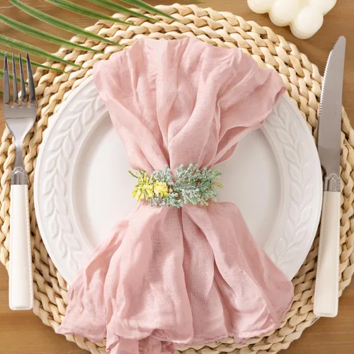 Socomi Servilletas de Gasa Rosa para Otoño y Acción de Gracias, Tela de Queso, Conjunto de 10 Servilletas Lavables de Boho para Cena, Ideales para