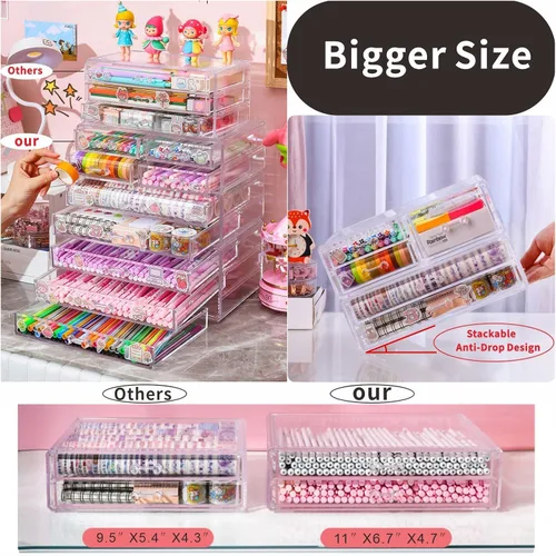 Miniatura 4 de Cq acrylic - Organizadores apilables transparentes para maquillaje y almacenamiento con 8 cajones, organizador de gabinete de medicina de acrílico