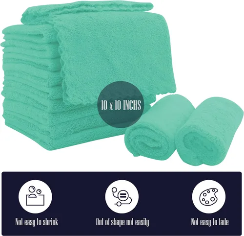 Miniatura 2 de Paquete de 16 toallitas para bebé - 10x10 pulgadas, vellón de coral - Paños de lavado extra absorbentes y suaves para recién nacidos, bebés y niños