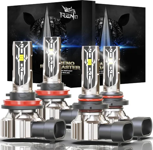 Miniatura 9 de RENO Combo de bombillas 9005 H11, bombillas antiniebla H11 9005 sin ventilador 6500K 800% más brillantes 9005 H11 bombillas antiniebla auxiliar