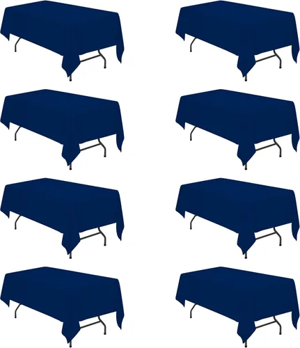 Miniatura 135 de BRILLMAX 6 Pack de Manteles Azul Marino para Mesas Rectangulares de 8 Pies 90 x 156 Pulgadas - 8 pies Mantel Rectangular a Granel de Lino