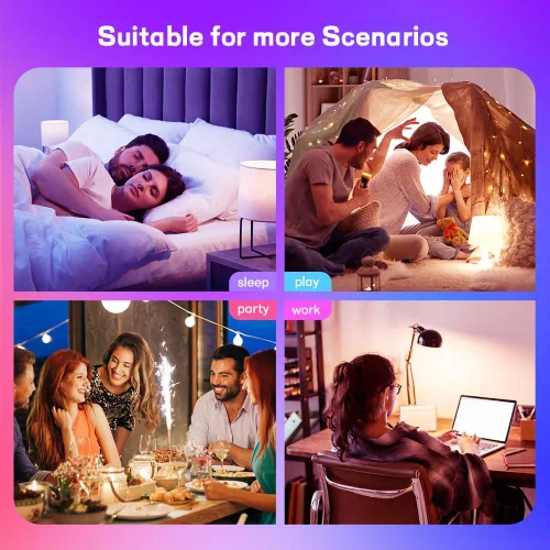 Miniatura 6 de Bombillas inteligentes, bombilla LED regulable que cambia a todo color, compatible con Alexa y Google Assistant, certificado UL FCC, WiFi de 2.4