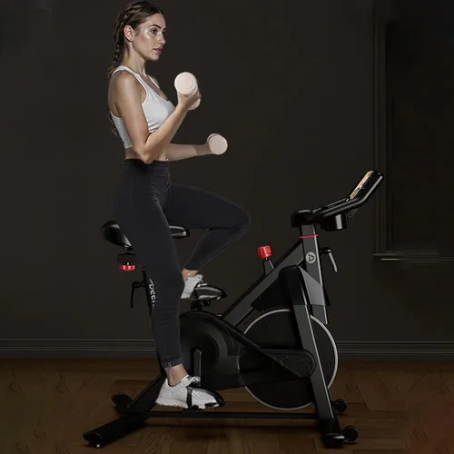 Miniatura 5 de Bicicleta fija de ejercicio DeerRun, bicicleta de ciclismo interior con freno de pastilla/magnética ajustable, bicicleta estacionaria