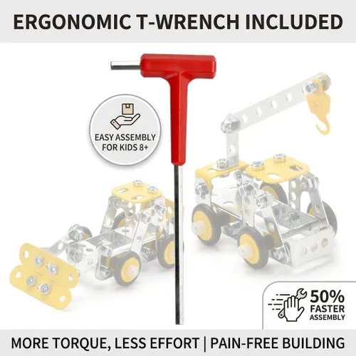 Miniatura 6 de Juego de erector para niños de 8 a 12 años, 4 mini modelos de metal para niños, 330 juguetes de construcción STEM, juego de construcción