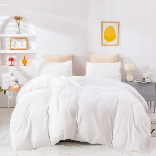 Miniatura 19 de Wellboo Juegos de edredón azul claro tamaño individual, ropa de cama sólida azul polvoriento, edredones de algodón para niños y niñas, colchas