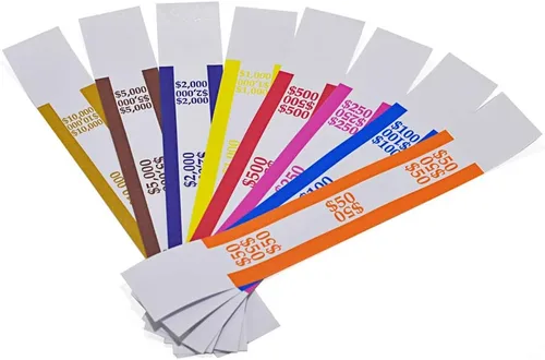 Miniatura 8 de L LIKED Paquete de 250 paquetes de bandas para billetes autosellantes, correas para billetes, bandas envolturas para billetes de dinero