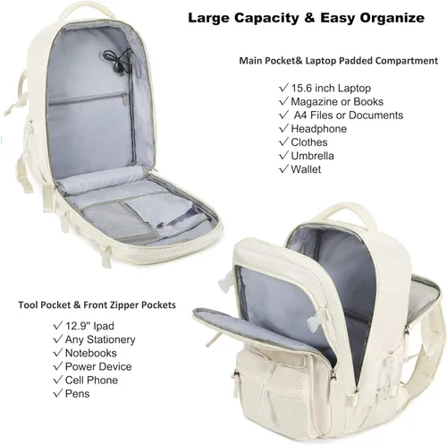 Miniatura 3 de AO ALI VICTORY Mochila de viaje para mujeres y hombres, mochilas para laptop con puerto USB, mochila de equipaje de mano, mochilas grandes