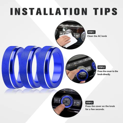 Miniatura 6 de Cubiertas de perillas de aire acondicionado Auovo compatibles con accesorios Volkswagen VW Tiguan Taos Jetta Passat Atlas Golf R Beetle, aleación