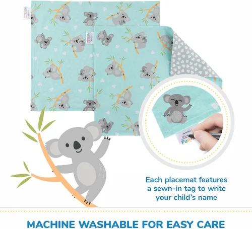 Miniatura 6 de Funkins - Manteles individuales de tela reutilizables para niños y loncheras, reutilizables, ecológicos, 15 x 13 pulgadas, 2 capas, gruesos