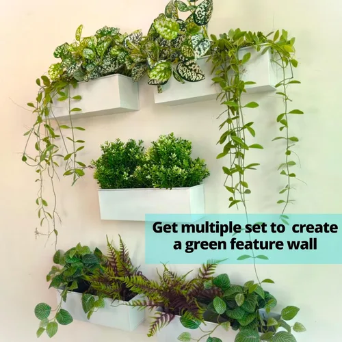 Miniatura 7 de LaLaGreen Maceta de Pared (Paquete de 3, 14 Pulgadas) Macetas Grandes de Montaje en Pared para Suculentas Blancas, Maceta Colgante de Metal
