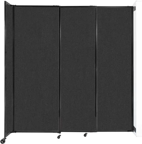Miniatura 32 de Divisor de habitación de pared recta deslizante montado en la pared Anchos ajustables Ruedas de bloqueo Separador de habitación Paneles