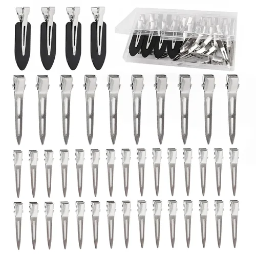 Miniatura 8 de Pinzas para el cabello para rodillos, clip de rizo de alfiler, pinzas de metal con pico de pato para mujer, 24 piezas (3.5 pulgadas), pinzas