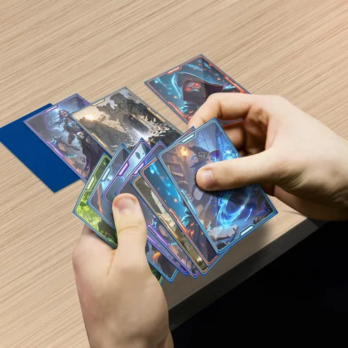 Miniatura 6 de Fundas para tarjetas de color azul nocturno aptas para MTG, 300 piezas de ajuste perfecto, fundas estándar para tarjetas de intercambio, tarjetas