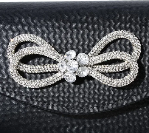 Miniatura 9 de Bolso de noche para mujer, con lazo de cristal brillante, con solapa, bolso de mano para mujer, boda, fiesta, baile de graduación