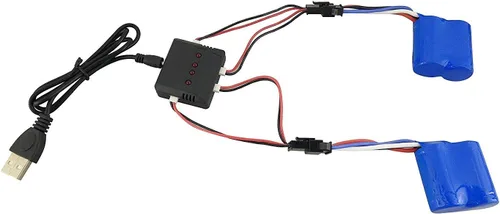Miniatura 2 de 2 unids 3.7 V 600 mah baterías de polímero de litio con cargador 1to2 y línea de transferencia de carga 1to2 para UDI R/C UDI001 UDI008 RC barco