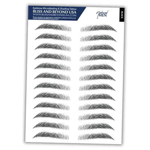 Bliss and Beyond USA | Pegatinas de tatuaje de cejas impermeables para hombres. Un aspecto real de trazo de cabello. Reemplazo de cabello sin