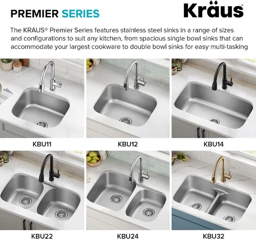 Miniatura 15 de Fregadero de cocina KBU14 de Kraus, de 31 1/2", de pila única, en acero inoxidable de calibre 16 (montaje inferior), KBU14
