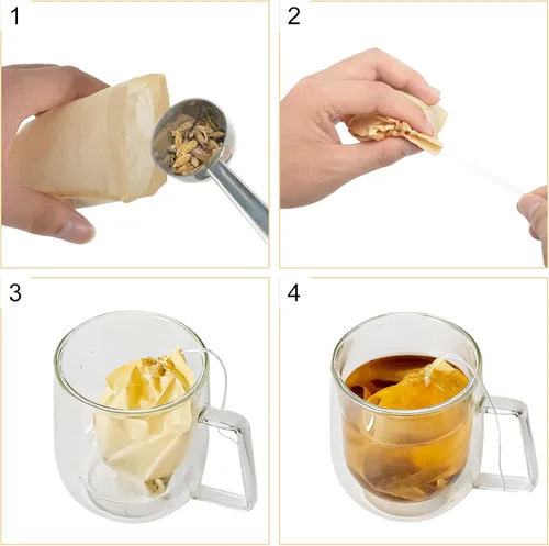 Miniatura 5 de Numola Bolsas de filtro de té sin blanquear para té de hojas sueltas, bolsas de té vacías, papel de filtro de pulpa de madera, bolsa infusora de té
