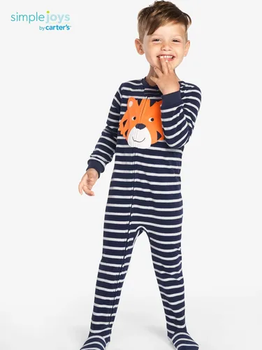 Miniatura 23 de Simple Joys by Carter's - Pijama de forro de vellón resistente al fuego para niños pequeños y bebés, holgada, con pies, paquete de 3