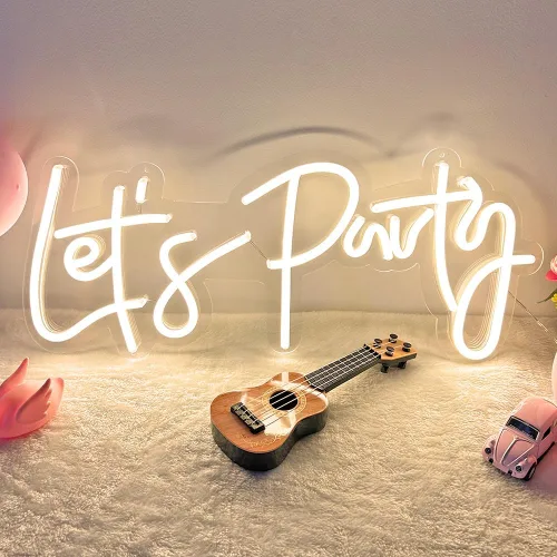 Miniatura 7 de DIVATLA Letrero de neón "Let's Party" para decoración, letrero LED grande de 23"X10" para cumpleaños, fiesta de graduación, boda, celebraciones