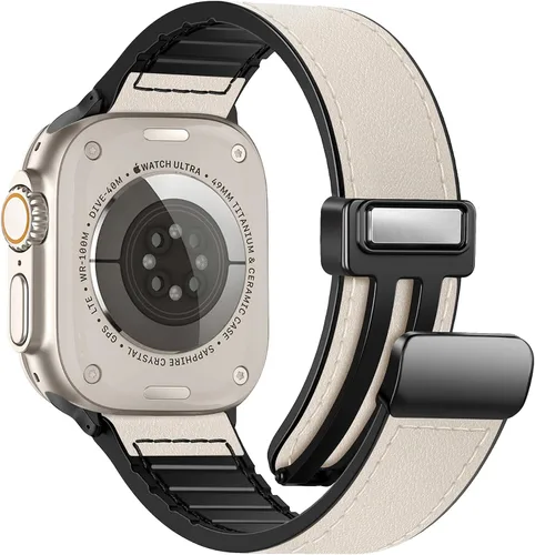 Miniatura 10 de Correas de cuero magnéticas compatibles con Apple Watch 42mm (Serie 10/11) 41mm 40mm 38mm para hombres y mujeres, cuero genuino con hebilla