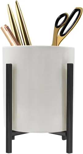Miniatura 11 de Planet Pencil Cup Sturdy Metal Frame with White Ceramic Pen Holder For Desks and kitchen Appliance Holders