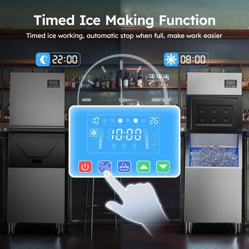 Miniatura 5 de Commercial Ice Machine 550LBS/24H,Storage 400LBS,Large Industrial Ice Maker,Ice Ready in 5-15min,with Self-Cleaning Mode,with Timing Function,30