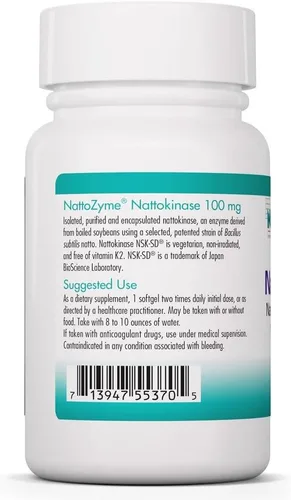 Miniatura 3 de Allergy Research Group NutriCology NattoZyme 100 mg - Suplemento para apoyar la circulación saludable - Proporciona 100 mg de nattoquinasa NSK-SD