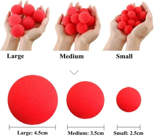 Miniatura 2 de 10 bolas de esponja rojas, herramientas mágicas suaves, ligeras, mini bolas de esponja mágicas, accesorios de truco de comedia clásica de calle