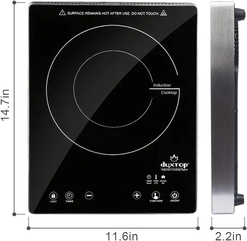 Miniatura 8 de Duxtop Quemador de inducción portátil, quemador de inducción de vidrio completo de alta gama con sensor táctil, quemador de encimera de 1800 W