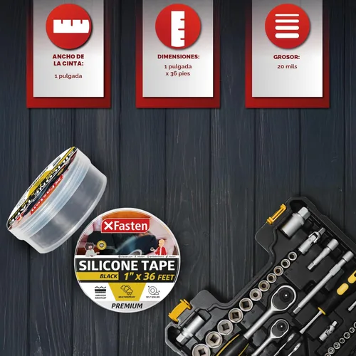 Miniatura 2 de XFasten Cinta autoadhesiva de silicona, para fusión 1 pulgada X 36 pies, negro