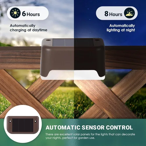 Miniatura 4 de GIGALUMI - Luces solares para cubierta al aire libre, paquete de 16, impermeables, LED, luces solares para escaleras, escalones, vallas, Blanco frío