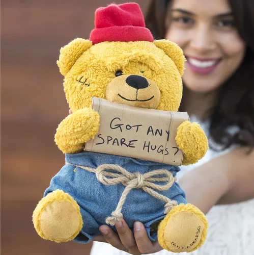Miniatura 2 de Hollabears Oso de peluche para el día de San Valentín Hobo Got Any Spare Hugs de 10 pulgadas