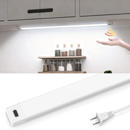 Miniatura 10 de 2 piezas Luces LED bajo gabinete con sensor de movimiento de mano, 16" Iluminación bajo encimera con regulable y 4000K blanco natural, Plug and