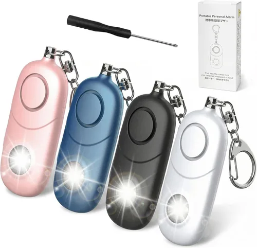 Miniatura 14 de Alarma personal para mujeres, llavero de alarma: Qoosea 135dB llavero de emergencia sirena con luz estroboscópica sirena fuerte para mujeres, niños