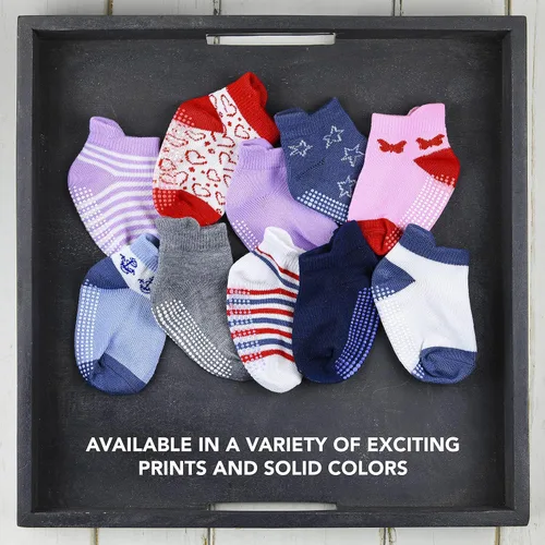 Miniatura 3 de Debra Weitzner 12 pares de calcetines antideslizantes para niños y niñas con puños para bebés, niños y niñas, calcetines antideslizantes para niños