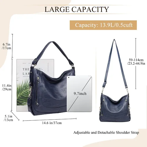 Miniatura 2 de Kasqo - Bolsas de piel grandes para mujer, con correa desmontable