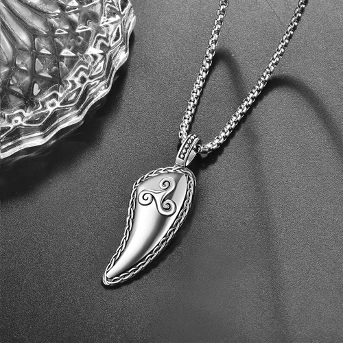 Miniatura 6 de Wolf Teeth Necklace Sterling Silver ValknutTriskele Viking Wolf Teeth Pendant Wolf Jewelry for Men Women