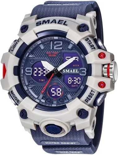 Miniatura 7 de SMAEL Reloj de pulsera militar para hombre, resistente al agua, para exteriores, deportivo, con fecha, multifunción, LED, con alarma y cronómetro