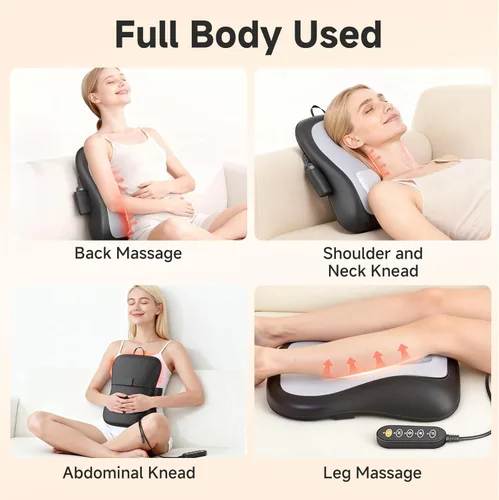 Miniatura 11 de Shiatsu - Masajeador de espalda y cuello para aliviar el dolor de tejido profundo, masajeador de espalda rodante hacia arriba y hacia abajo